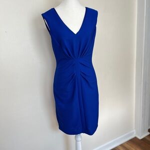 Express Blue Sleeveless Dress, EUC, ruched, ribbed material, Royal blue P2P 16”